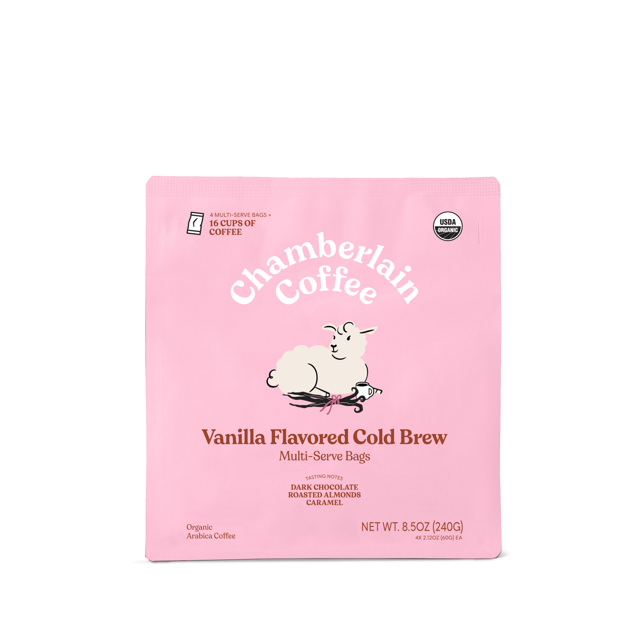 Organic Vanilla Cold Brew Elephant Large Coffee Bags  Product Shot Front