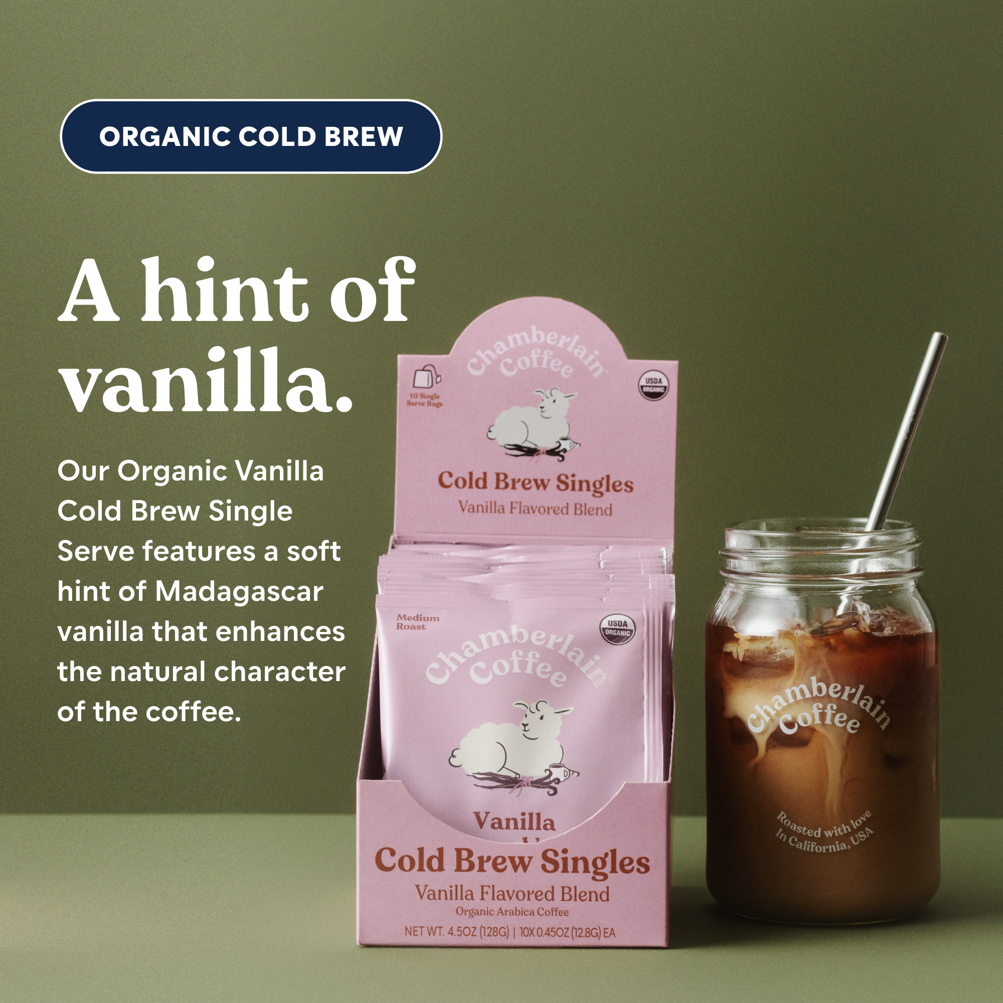 Organic Vanilla Cold Brew Coffee Singles