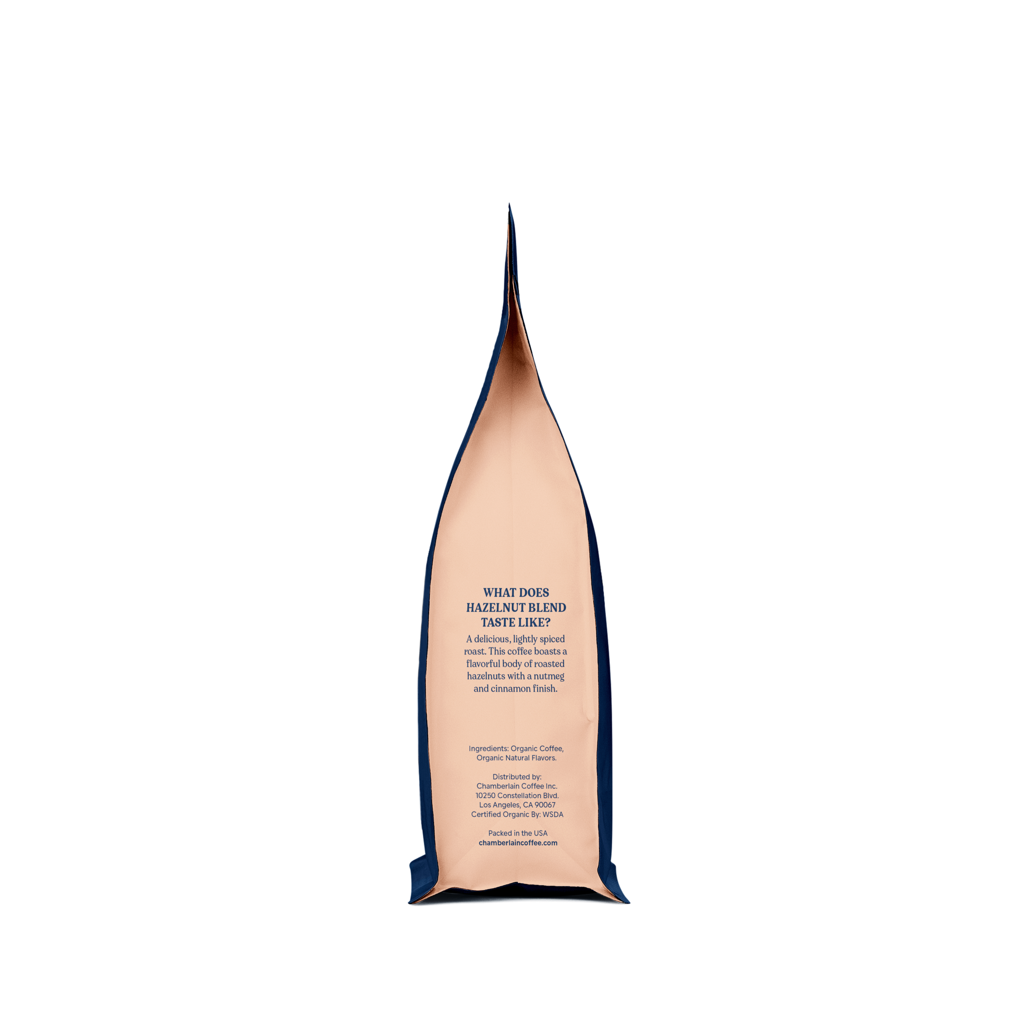 Organic Hazelnut Coffee Blend  Product Shot Side